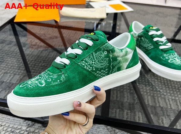 LV Ollie Sneaker in Green Canvas Tie Die Laces Replica