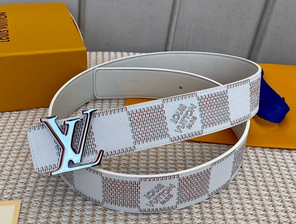 LV Optic 40mm Reversible Belt White Red Damier Spray Calf Leather On Front M0556V Replica