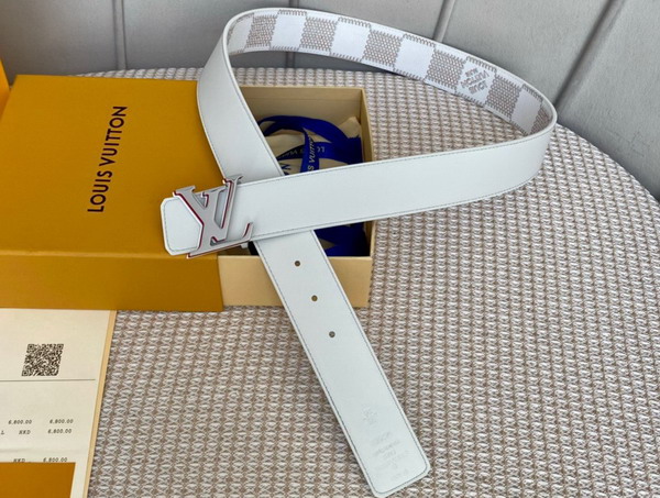 LV Optic 40mm Reversible Belt White Red Damier Spray Calf Leather On Front M0556V Replica