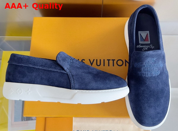 LV Pacific Loafer in Navy Blue Suede Calf Leather 1AD6YV Replica