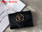 LV Pont 9 Compact Wallet Black Cowhide Leather M69175 Replica