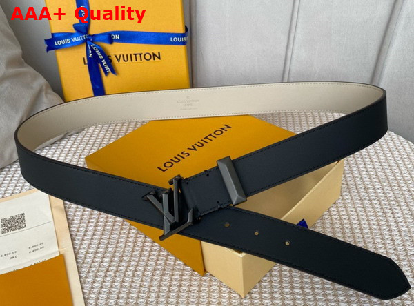 LV Pyramide 35mm Belt Black and Beige Calf Leather M0467T Replica