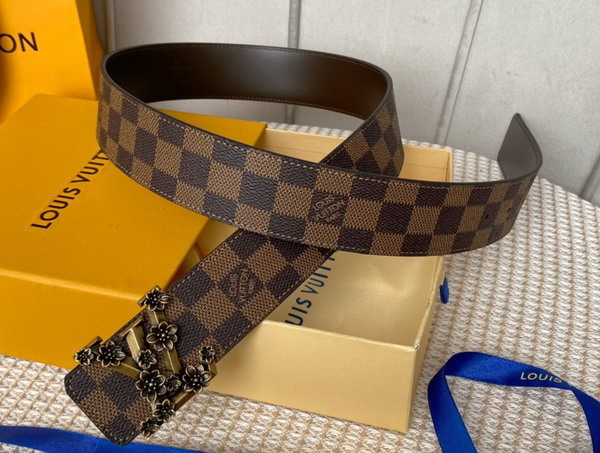 LV Pyramide Flower 40mm Reversible Belt Damier Ebene Canvas Replica