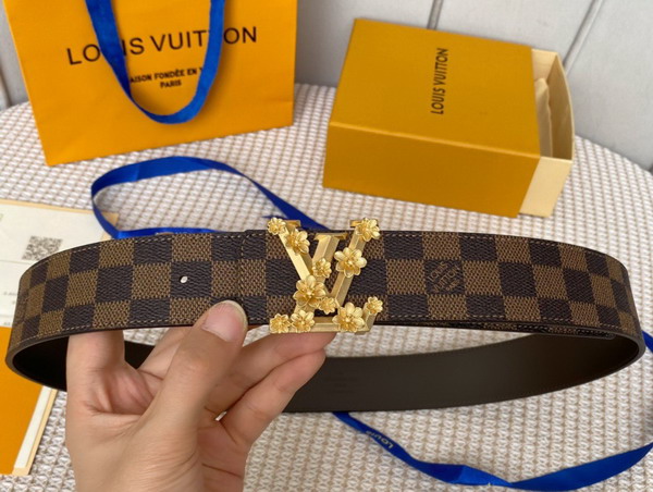 LV Pyramide Flower 40mm Reversible Belt Damier Ebene Canvas Replica