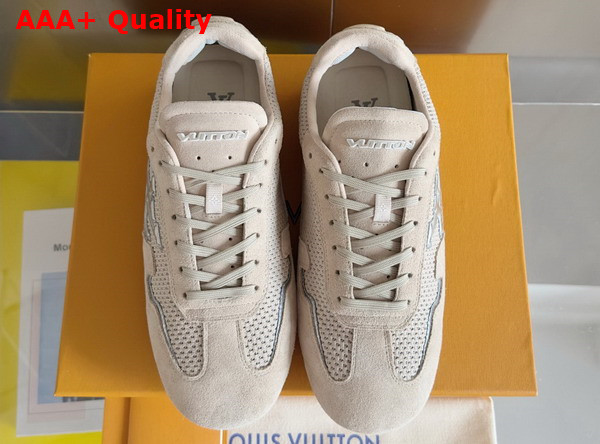 LV Rally Sneaker in Beige Suede Calf Leather and Mesh 1AHU02 Replica
