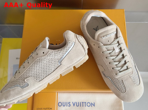 LV Rally Sneaker in Beige Suede Calf Leather and Mesh 1AHU02 Replica