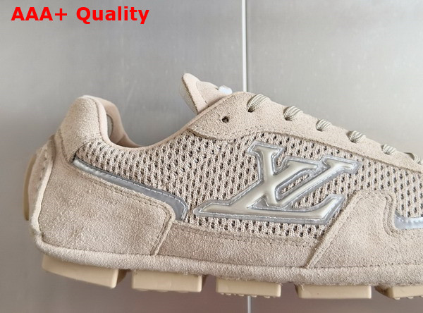 LV Rally Sneaker in Beige Suede Calf Leather and Mesh 1AHU02 Replica