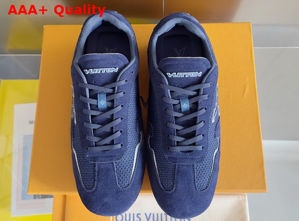 LV Rally Sneaker in Navy Blue Suede Calf Leather and Mesh 1AHU62 Replica