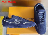 LV Rally Sneaker in Navy Blue Suede Calf Leather and Mesh 1AHU62 Replica
