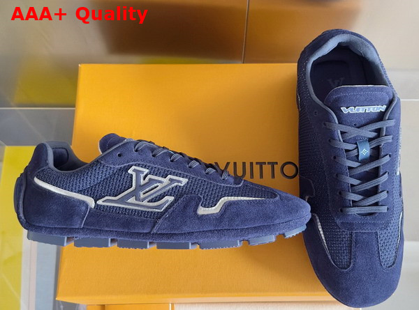 LV Rally Sneaker in Navy Blue Suede Calf Leather and Mesh 1AHU62 Replica