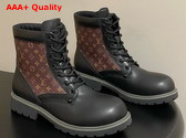 LV Ranger Boot in Cacao Brown Monogram Canvas and Black Plain Calf Leather Replica