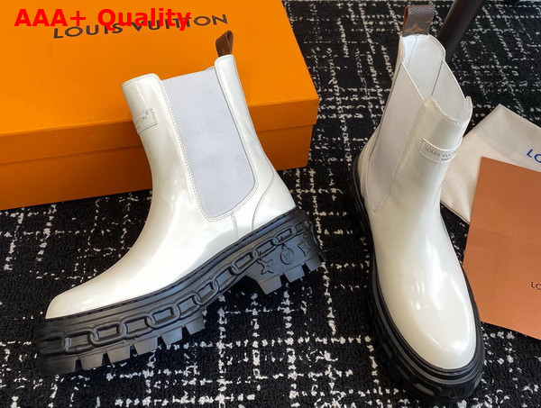 LV Record Chelsea Boot in White Glazed Calf Leather Replica
