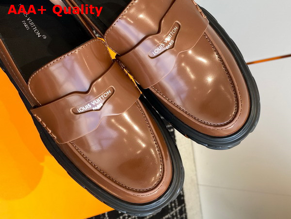 LV Record Loafer in Cognac Glazed Calf Leather Replica
