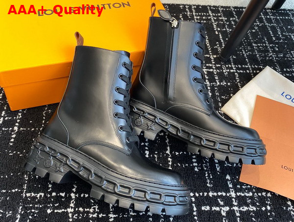 LV Record Ranger Boot in Black Glazed Calf Leather 1AC9H0 Replica
