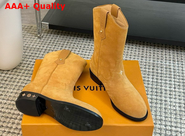 LV Rider Boot in Beige Suede Calf Leather 1AD7PH Replica