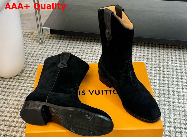 LV Rider Boot in Black Suede Calf Leather 1AD7P2 Replica
