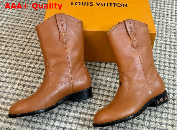 LV Rider Boot in Cognac Calf Leather Replica