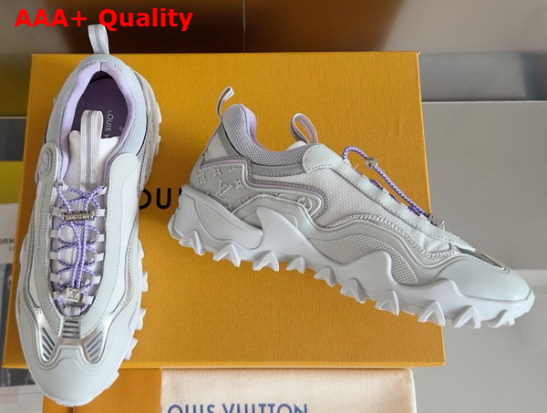 LV Rush Sneaker in White and Lilac Nylon Mesh Replica