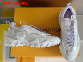 LV Rush Sneaker in White and Lilac Nylon Mesh Replica