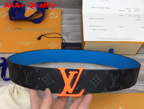 LV Shape 40mm Reversible Belt Monogram Eclipse Blue MP251V Replica