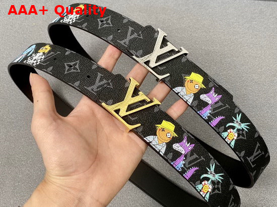 LV Shape 40mm Reversible Belt Monogram Eclipse Canvas and Calf Leather Replica