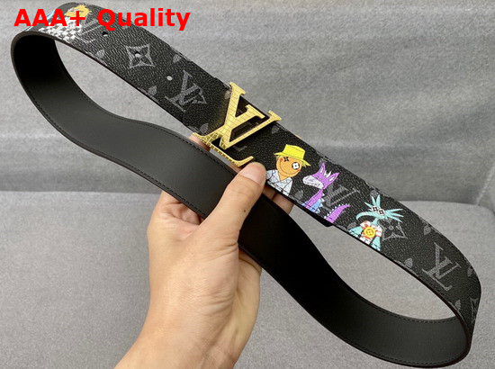 LV Shape 40mm Reversible Belt Monogram Eclipse Canvas and Calf Leather Replica