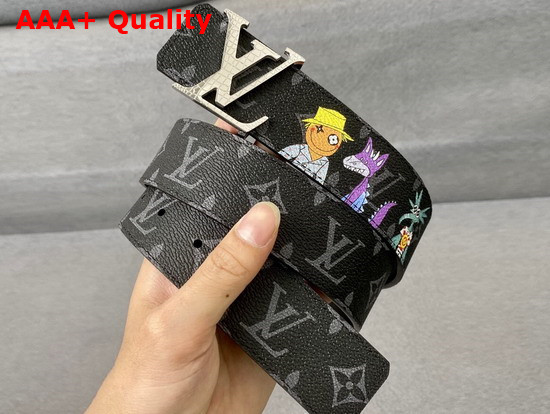 LV Shape 40mm Reversible Belt Monogram Eclipse Canvas and Calf Leather Replica
