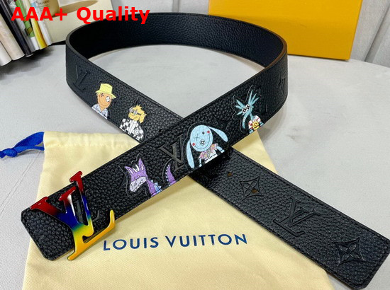 LV Shape 40mm Reversible Taurillon Puppets Belt Black MP293S Replica