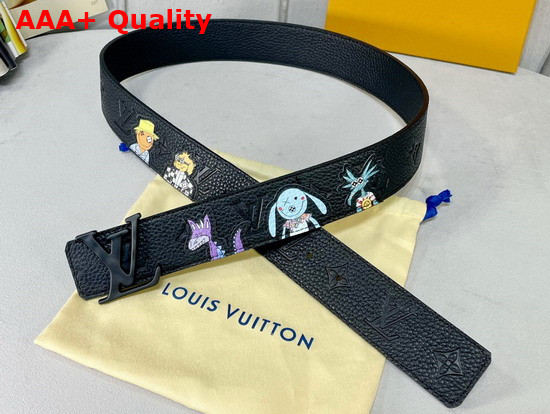 LV Shape 40mm Reversible Taurillon Puppets Belt Black MP293S Replica