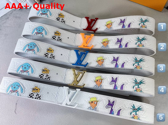 LV Shape 40mm Reversible Taurillon Puppets Belt White Matte MP292S Replica