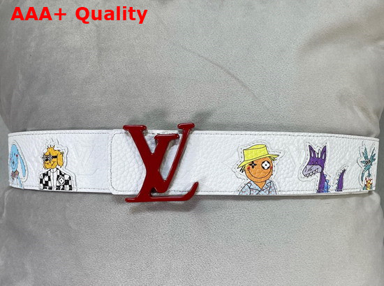 LV Shape 40mm Reversible Taurillon Puppets Belt White Matte MP292S Replica