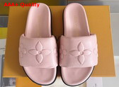 LV Shore Flat Comfort Mule in Light Pink Calf Leather 1AD874 Replica
