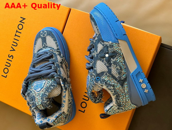 LV Skate Sneaker Blue Swarovski Crystals and Monogram Denim 1ABMHB Replica