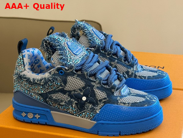 LV Skate Sneaker Blue Swarovski Crystals and Monogram Denim 1ABMHB Replica