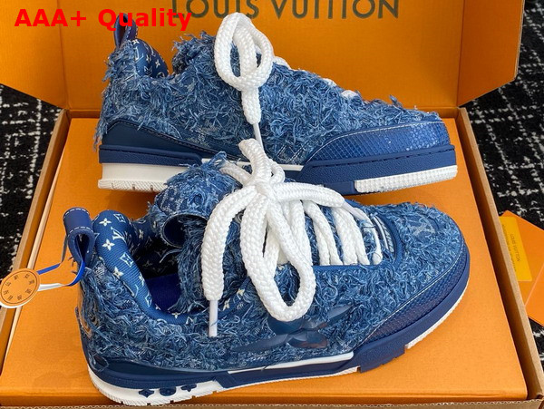 LV Skate Sneaker in Blue Frayed Monogram Denim 1ACVJA Replica