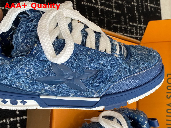 LV Skate Sneaker in Blue Frayed Monogram Denim 1ACVJA Replica