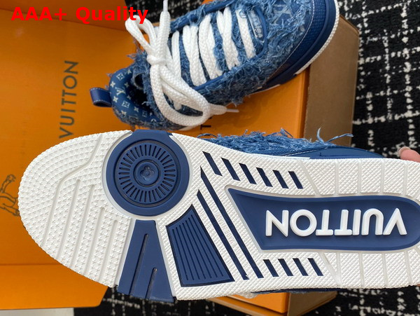 LV Skate Sneaker in Blue Frayed Monogram Denim 1ACVJA Replica