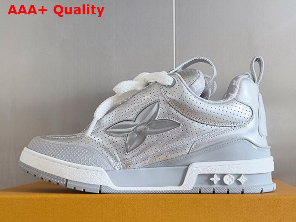 LV Skate Sneaker in Silver Metallic and Perforated Calf Leather 1AHWK6 Replica