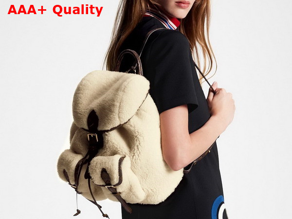 LV Ski Backpack in Cream and Brown Shearling M23384 Replica