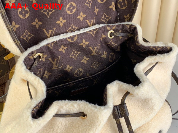 LV Ski Backpack in Cream and Brown Shearling M23384 Replica