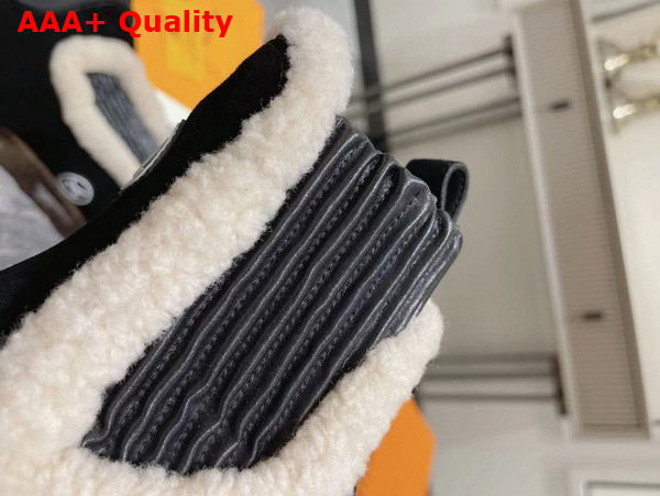 LV Ski Ruby Flat Ankle Boot in Black Suede Calf Leather and Shearling 1AC7AC Replica