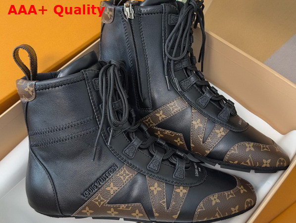 LV Sneakerina Ankle Boot in Black Calf Leather and Monogram Canvas Replica