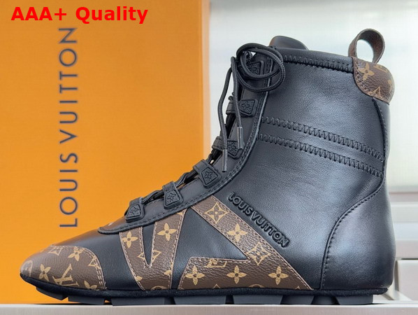 LV Sneakerina Ankle Boot in Black Calf Leather and Monogram Canvas Replica