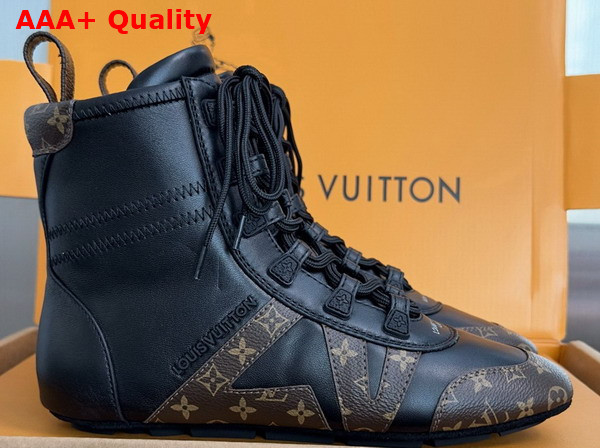 LV Sneakerina Ankle Boot in Black Calf Leather and Monogram Canvas Replica