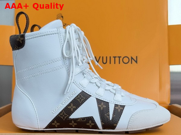 LV Sneakerina Ankle Boot in White Calf Leather and Monogram Canvas Replica