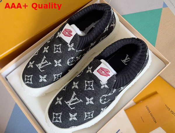 LV Space Lander Slip On Sneaerk in Black Monogram Denim Replica