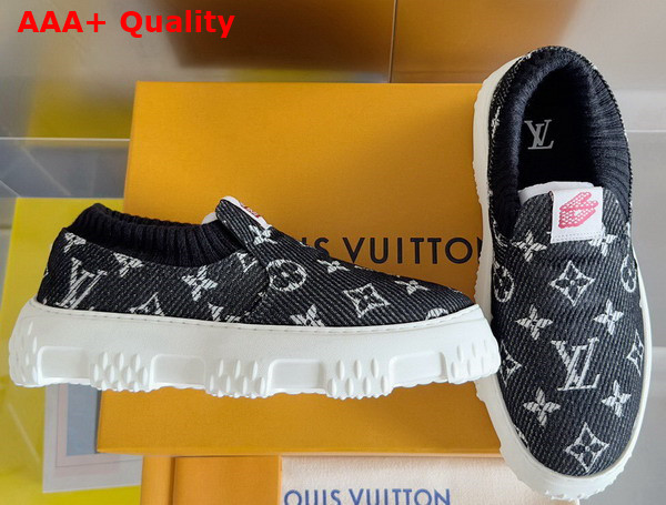 LV Space Lander Slip On Sneaerk in Black Monogram Denim Replica