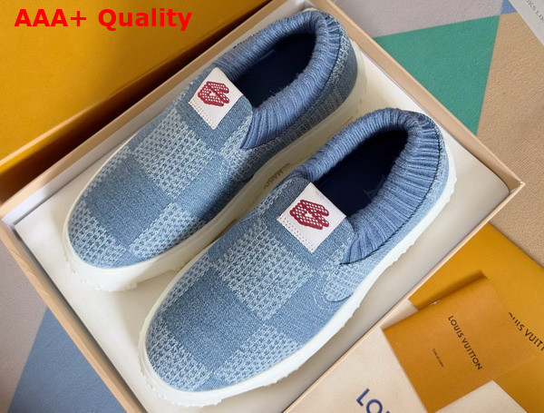 LV Space Lander Slip On Sneaerk in Blue Damier Denim 1ACVPW Replica