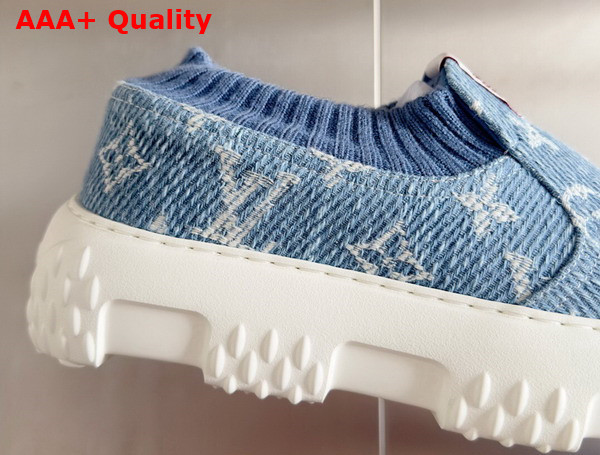 LV Space Lander Slip On Sneaerk in Blue Monogram Denim Replica