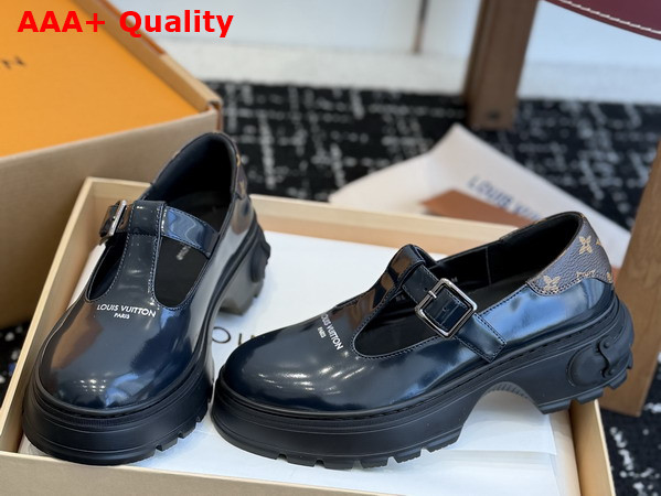 LV Squad Mary Jane in Blue Glazed Calfskin Replica